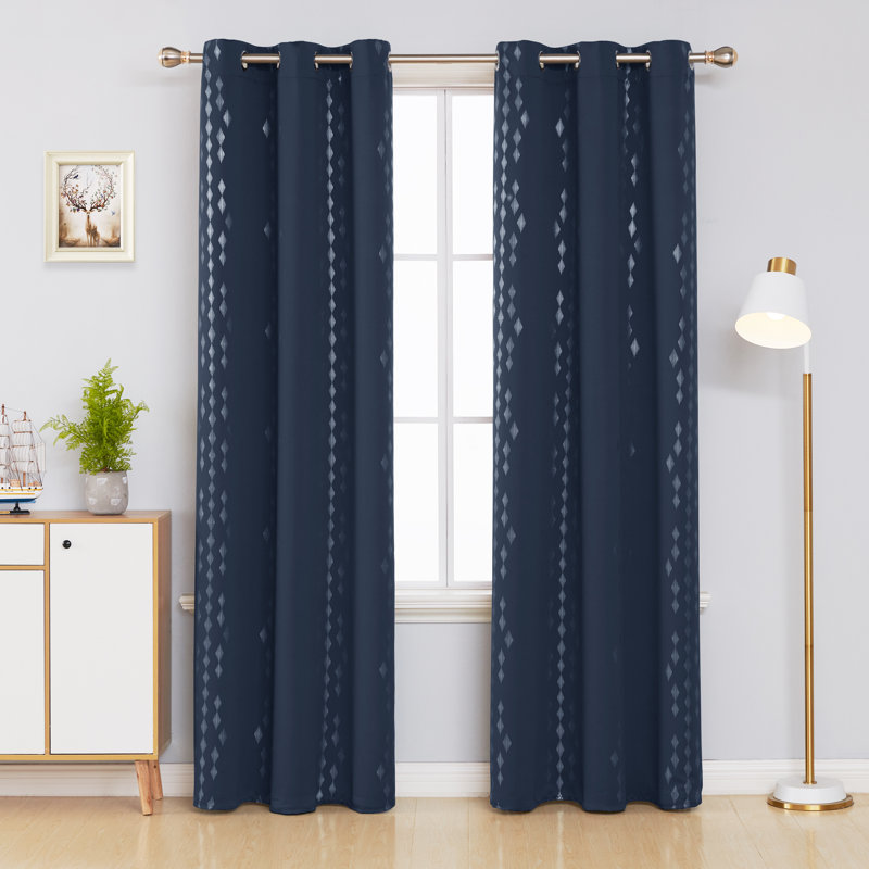 Bedolla Room Darkening Curtain Pair, Navy Blue, 42" W x 62"L