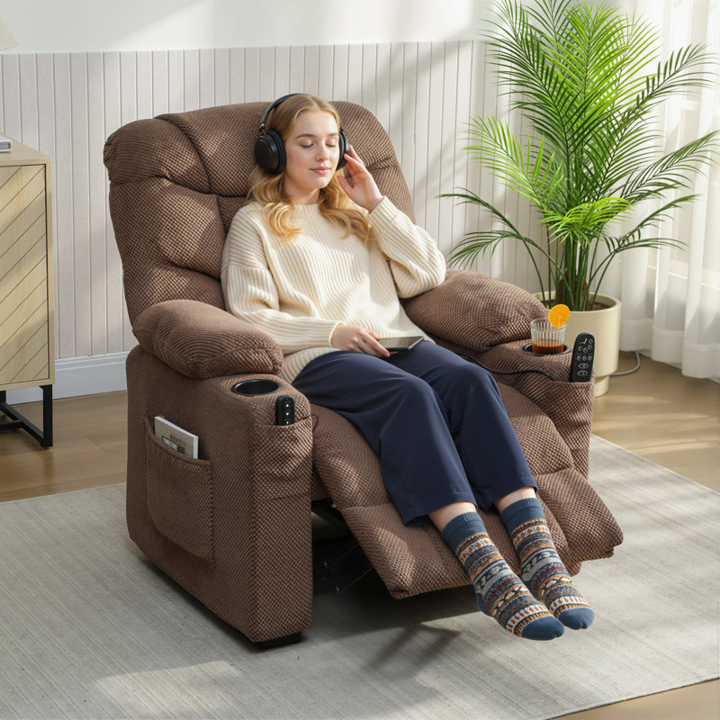 HOMCOM Electric Massage Recliner Armchair with Heat Reclining Chair, Brown