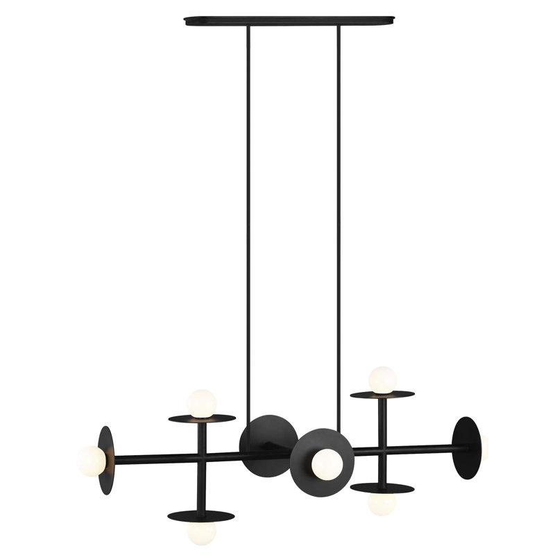 8 - Light Dimmable Sputnik Modern Linear Chandelier, Midnight Black