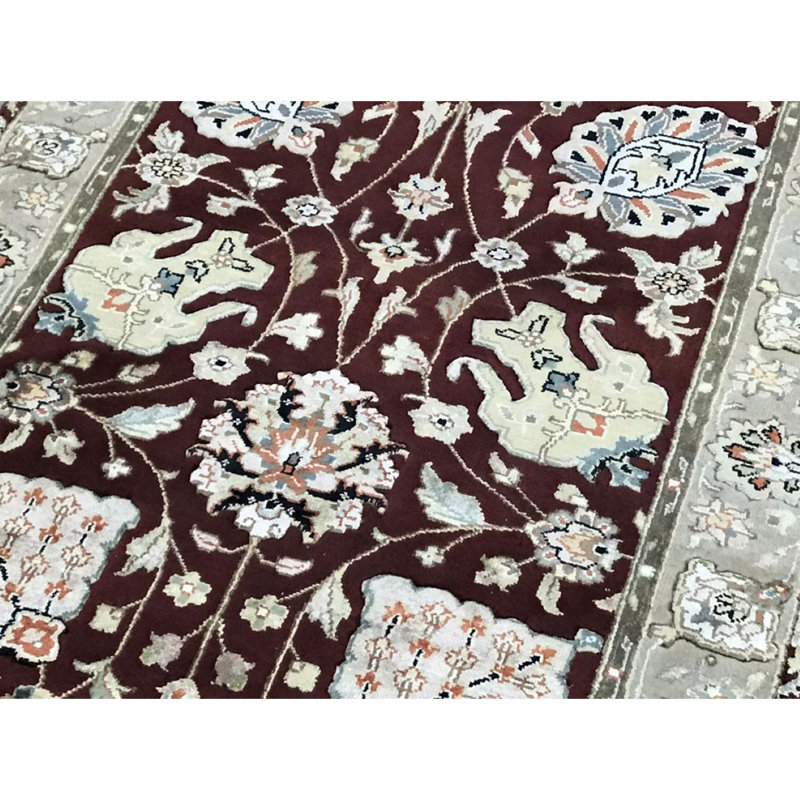 Hand-Knotted High-Quality Red and Ivory Area Rug