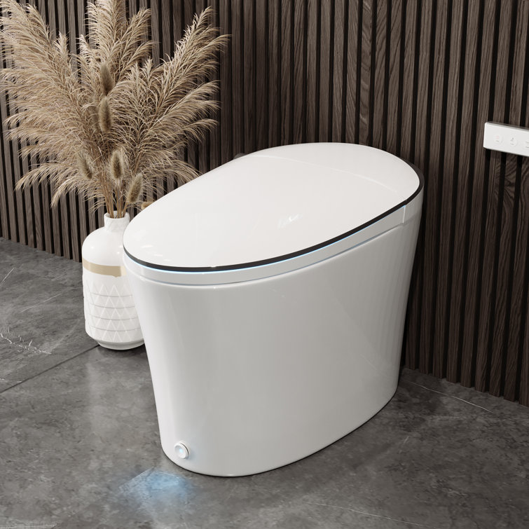 Smart Bidet Elongated Toilet, Auto Open & Close, Heated Seat, Wireless Remote Control, Premium