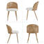 Table de salle à manger extensible en bois massif + chaises de salle à manger en osier brun 4 pièces de style médiéval bohémien avec coussins en éponge blanc doux-1482835576