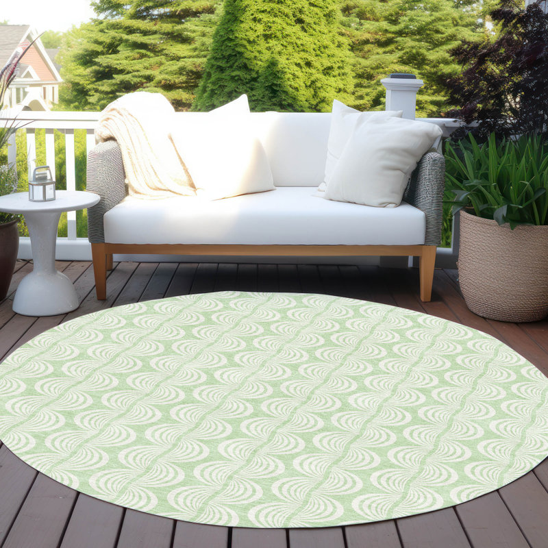 Tapis d'intérieur / extérieur vert Darya , 8 pi x 8 pi