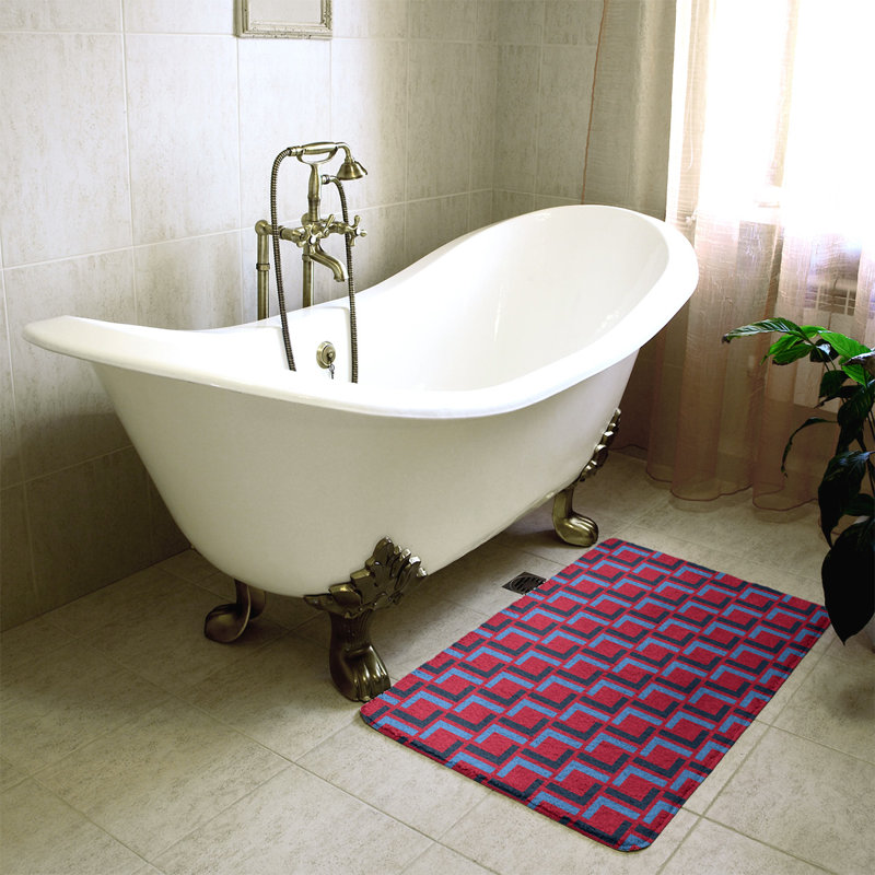 Tapis pour salle de bain Baltimore, l 17 po x L 24 po, Rouge / bleu marine / bleu