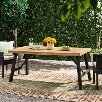 Table de salle à manger - Panneau de lattes en bois pour un look sophistiqué, résistant aux intempéries, structure robuste, capacité de poids de 300 lb, couleur grise, profondeur de 72,37 po, largeur de 35,26 po, hauteur de 29,83 po, plateau supérieur, gris, profond, large,