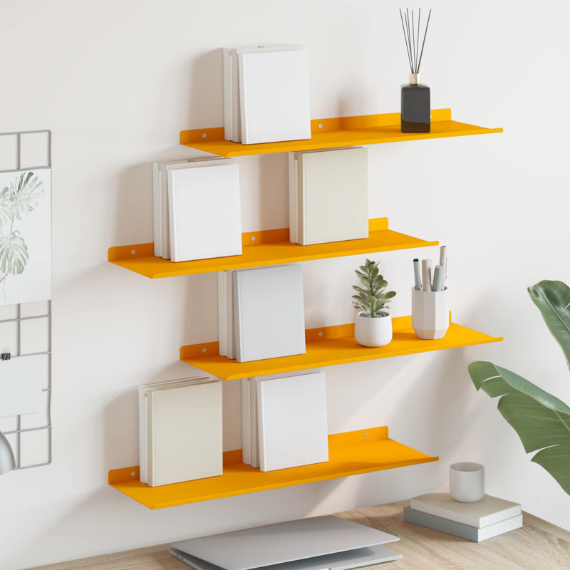Steel Floating Shelf, Mustard Yellow