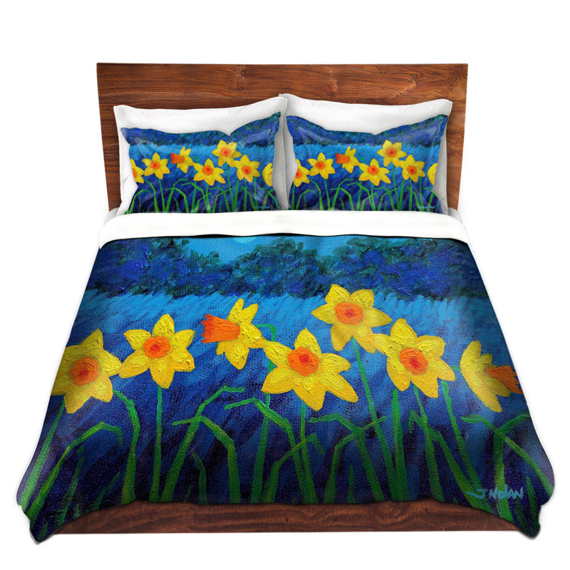 Ensemble de housse de couette moonlit daffodils, 1 housse simple + 1 taie standard