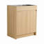 Meuble-lavabo autoportant avec lavabo en acier inoxydable et drain flexible, porte à fermeture en douceur