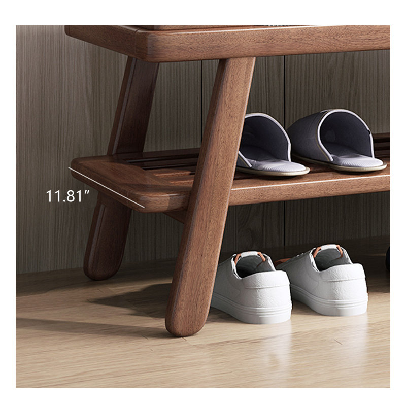 Scandinavian Solid Wood Multi - Functional Shoe Storage Bench
