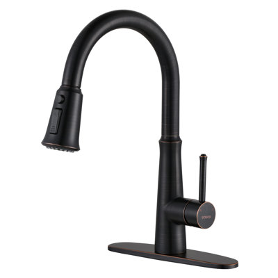 Robinet de cuisine à poignée simple en acier inoxydable avec douchette 3 modes