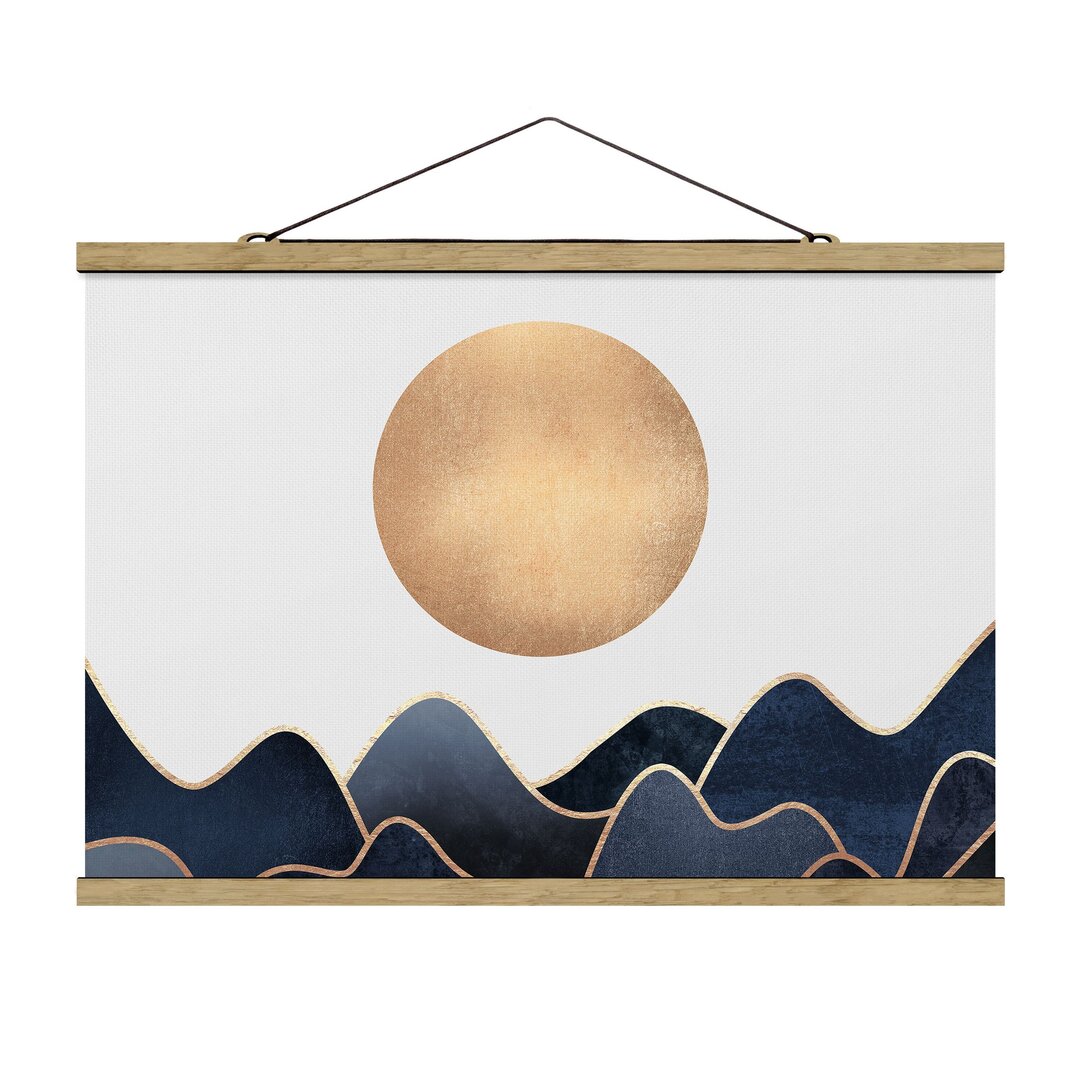 Poster Golden Sun Blue Waves von Elisabeth Fredriksson