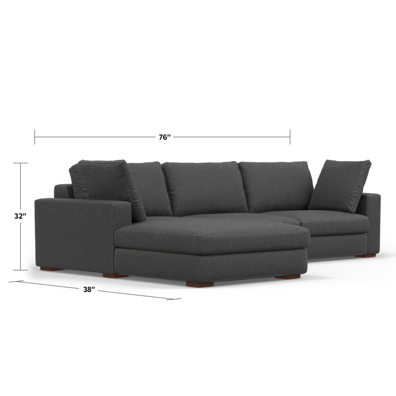 Tatum Large Deep Seater Left Sectional Sofa, L-Shaped Performance Fabric Sofa in Contemporary Style, Pebble Gray