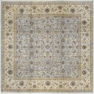 Tapis d'intérieur en laine bleu clair / crème one-of-a-kind