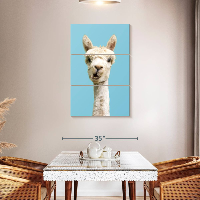 Brampt White Funny Alpaca, 45" H x 28" W