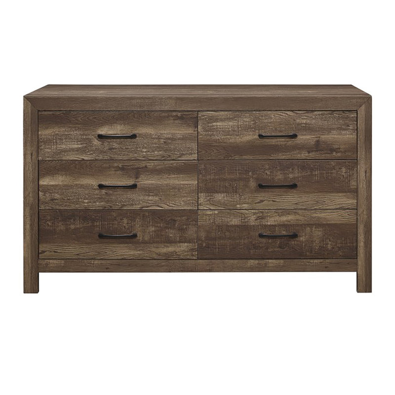 Commode 6 tiroirs Dormalee, Brun rustique