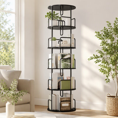 Rotating Bookshelf Tower 5 Tier, Spinning Bookcase, Revolving 360 Book Shelf Narrow Tall Bookcase, Vertical Turning Round storage Bookshelf, Book Shelf Organizer for Bedroom, Living Room