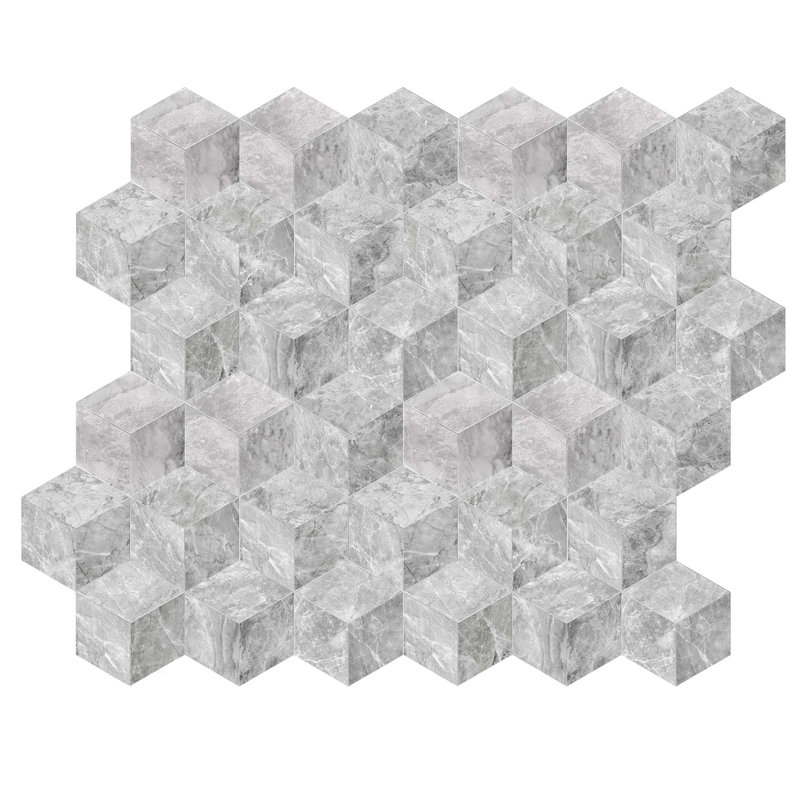 Carreau de marbre hexagonal naturel poli pour mur et cheminette, 1 boîte de 12 pièces