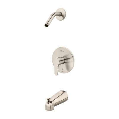Pfirst Modern 1-Handle Tub & Shower, Trim Only Less Showerhead in Brushed Nickel