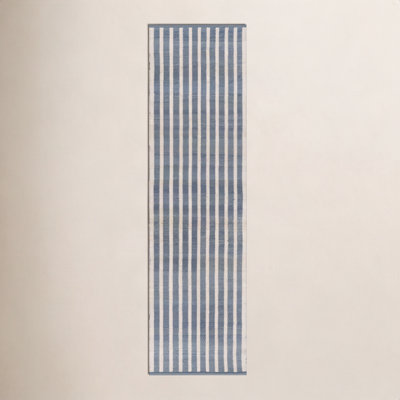Acerra Blue Hand-Woven Striped Outdoor Rug