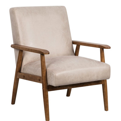 Camel 25.6'' Wide Arm Chair With Mid-Century Style. Solid Wood Arms Included. Easy To Assemble And Keep Clean. Frame In Medium Finish. Comfortable Foam Padding. Elegant Microfiber Covering.