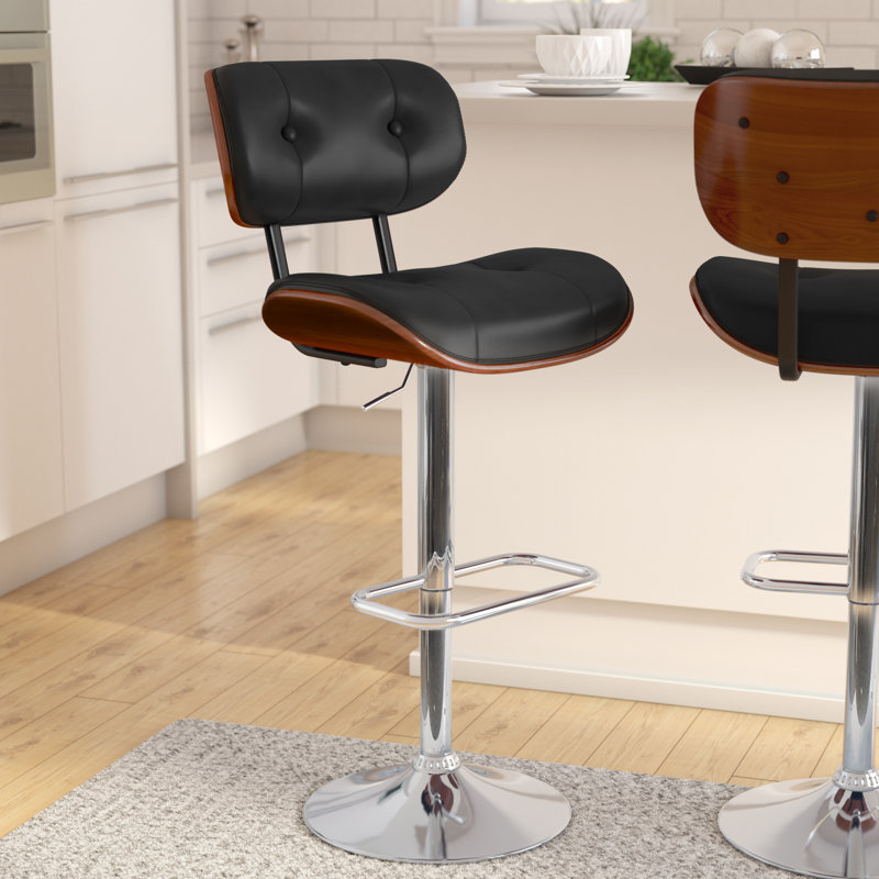 Tabouret de bar pivotant à hauteur ajustable Wooler, Noyer