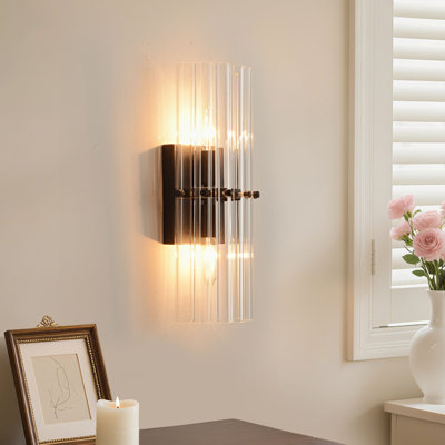 Casandra 2-Light Black Crystal Glass Bar Wall Sconce