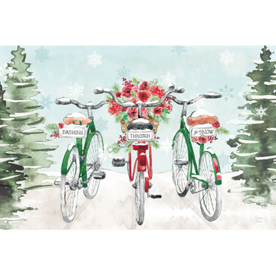 Holiday Ride I Red And Green by Dina June - Wrapped Canvas Painting
