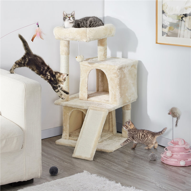 91cm H Multilevel Cat Tower, Beige