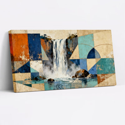 Ensemble de 1 tableau sur toile tendue à motif géométrique abstrait de cascade