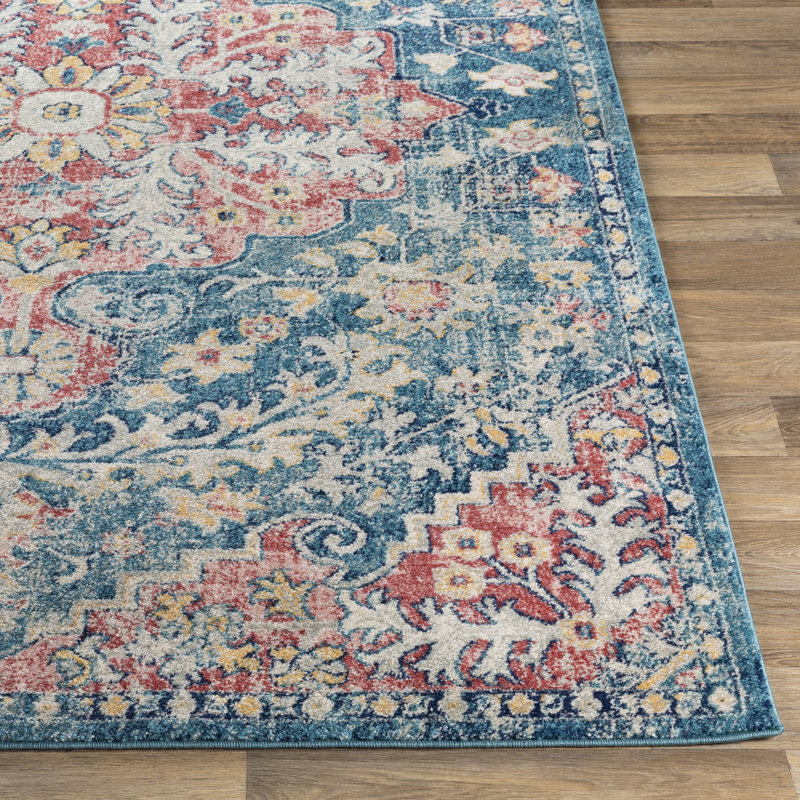 Tapis oriental bleu / rouge, Rectangle 5 pi 3 po x 7 pi 3 po
