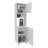 Modern White Kitchen Pantry with 2 Doors & Open Storage, Freestanding Tall Food Cabinet with Adjustable Shelves, Pantry Organizer for Dining Room and Kitchen Storage Solution