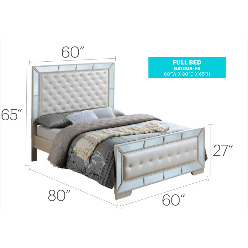 Lit double contemporain Pearl, Double, Blanc cassé