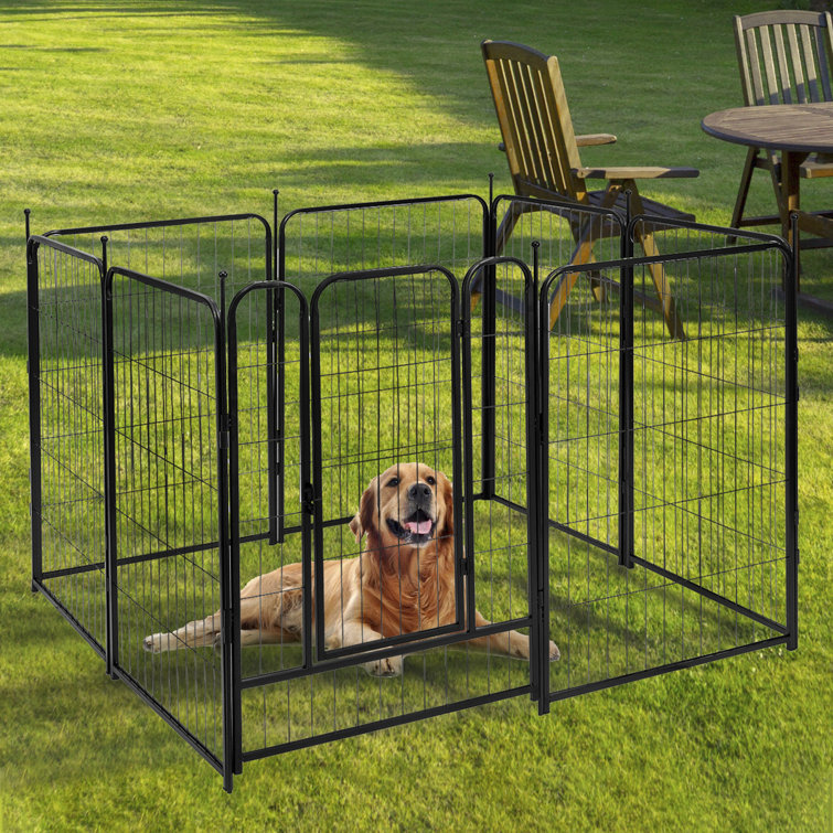 40 in. Heavy-Duty Metal Outdoor Dog Fence, Pet Playpen with Doors 8 Panels  Exercise Pens Temporary Camping Fence