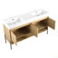 Ensemble de meuble-lavabo 60 po avec double vasque en résine, ensemble d'armoires de rangement modernes 4 portes, bois massif multicouche