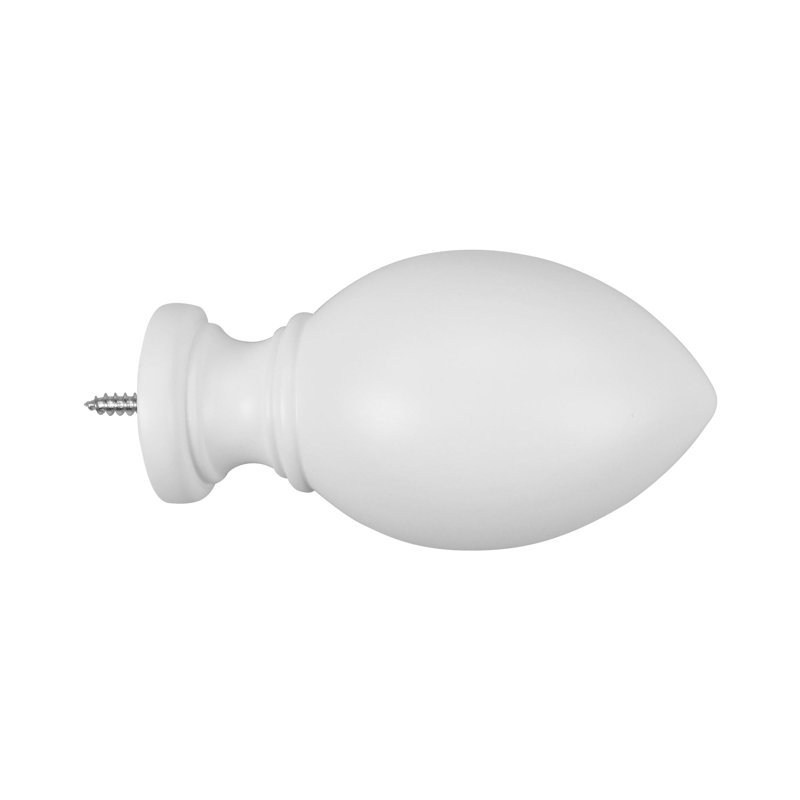 Embouts à œuf en bois à oreilles pour tringle à rideaux 1-3 / 8 po, Blanc