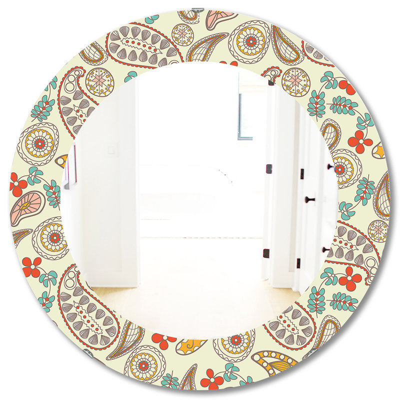 Paisley 1 - miroir bohémien et éclectique, H 31,5 po x l po