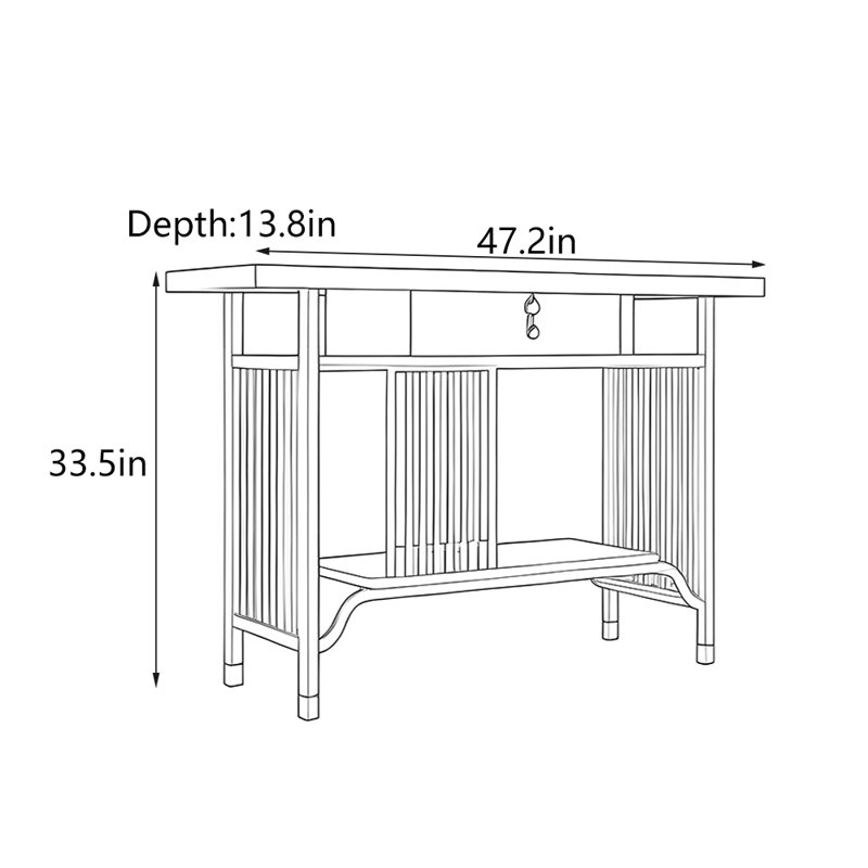 Nouvelle table d'entrée de style chinois, H 33,5 po x l 47,2 po x P 13,8 po
