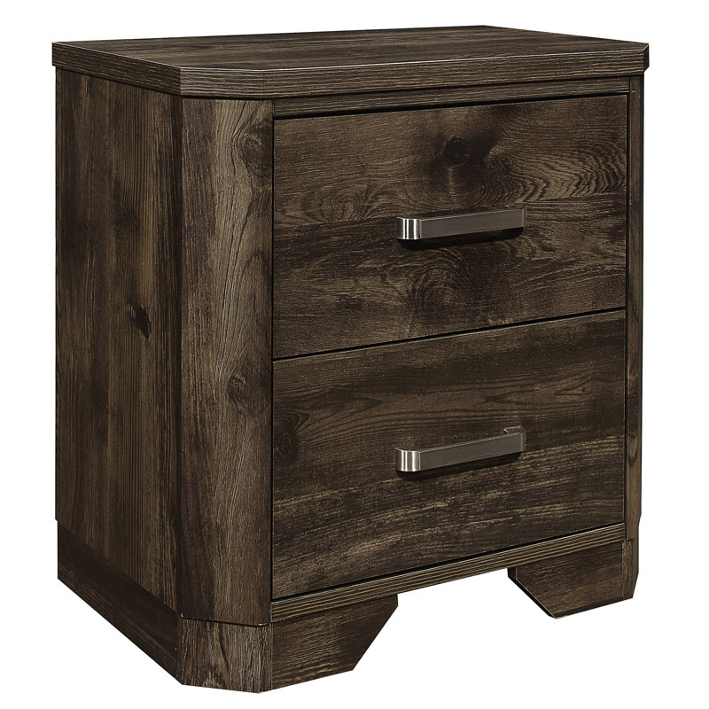 Table de chevet de chambre à coucher en brun - Style transitionnel rustique avec 2 meubles de table de chevet avec rangement