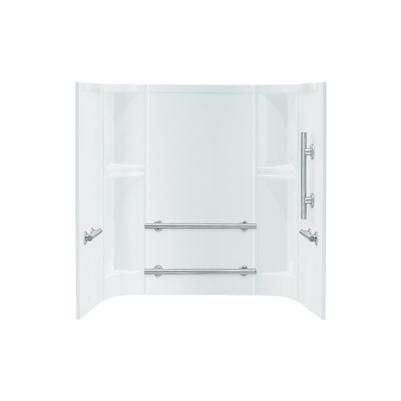 Accord 60'' W 30'' D 55'' H Three Wall Alcove Composite Wall, White