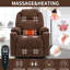 Fauteuil inclinable électrique en chenille jusqu'à 350 lb, mécanisme de mouvement robuste avec massage vibratoire à 8 points et chauffage lombaire, ports USB et Type-C, porte-gobelets en acier inoxydable, brun