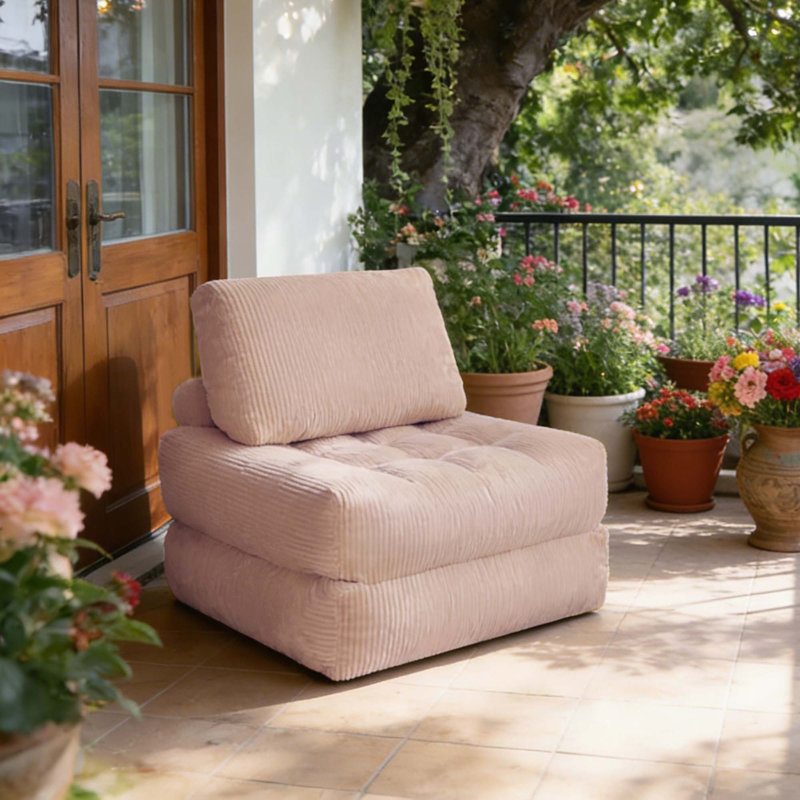 Petit fauteuil à billes en velours côtelé Cozy Fluffy Cloud pour salon, chambre à coucher et dortoir, 30"H x 31"W x 31"D