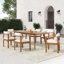 Ensemble de salle à manger extensible en bois d'acacia de style Mid-Century Gelbert 7 pièces avec fauteuils demi-tonneau incurvés et table à lattes
