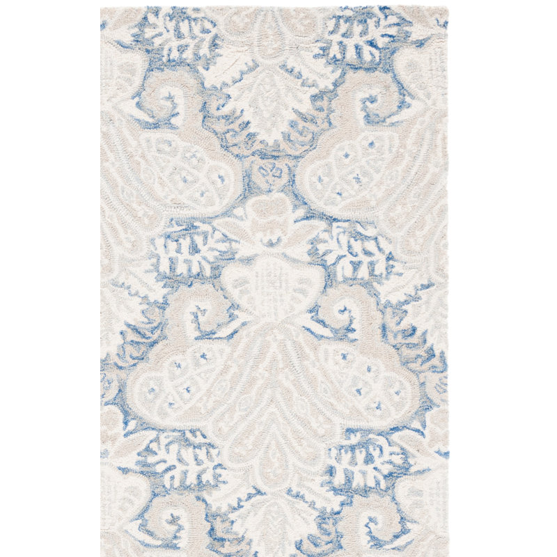 Hitz Hand Tufted Wool And Cotton With Latex Ikat Rug, Rectangle 2' x 3'