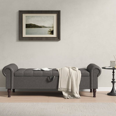 60" & 67" W Faux Leather Storage Bench with Button-Tufted Seat and Roll Arms – Perfect for Bedrooms & Versatile Home Spaces