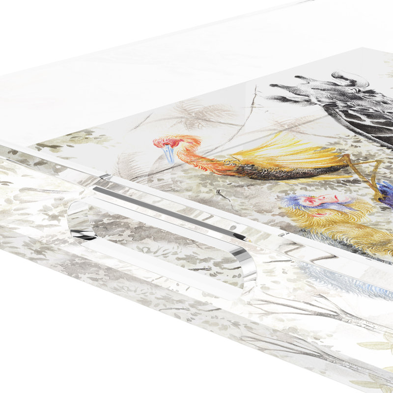 Arcadia Giraffe Scenic Acrylic Square Decorative Tray, 12"W x 12"D x 2"H
