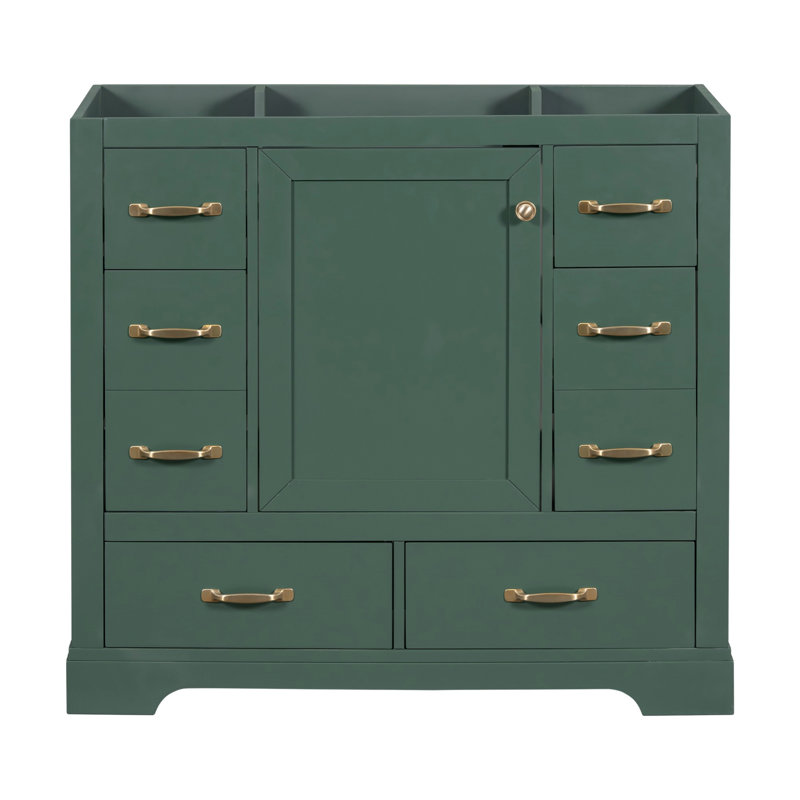 Armoire de salle de bain avec tablette réglable et six tiroirs