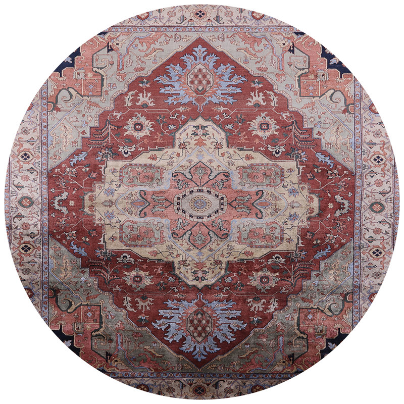 Tapis brun à motif oriental, Rond 4 pi