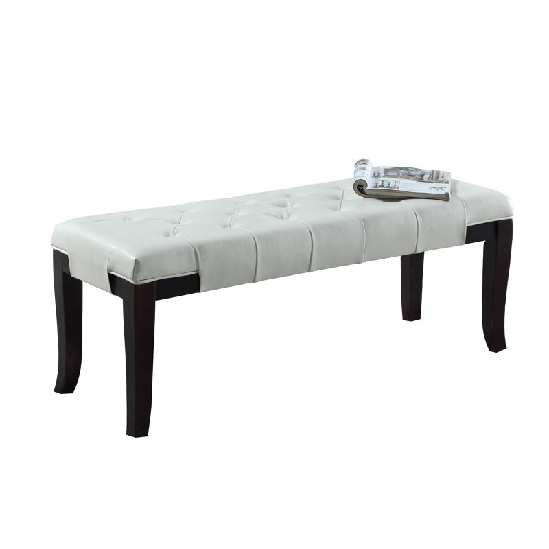 Banc capitonné Linon, similicuir, Blanc