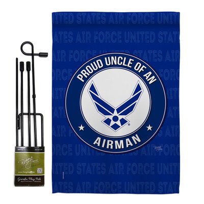 Proud Uncle Airman 2-Sided Polyester 18.5 x 13 in. Flag Set -  Breeze Decor, BD-MI-GS-108595-IP-BO-D-US20-AF