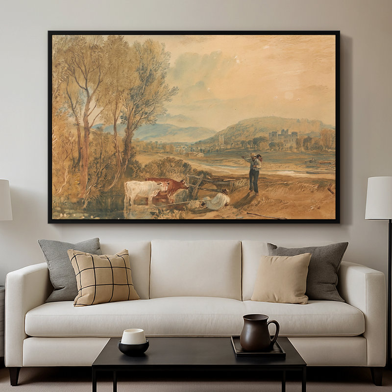 Château de Lulworth, Dorset, v. 1820-J.M.W. Toile tendue avec châssis Turner, 26 x 40, Noir